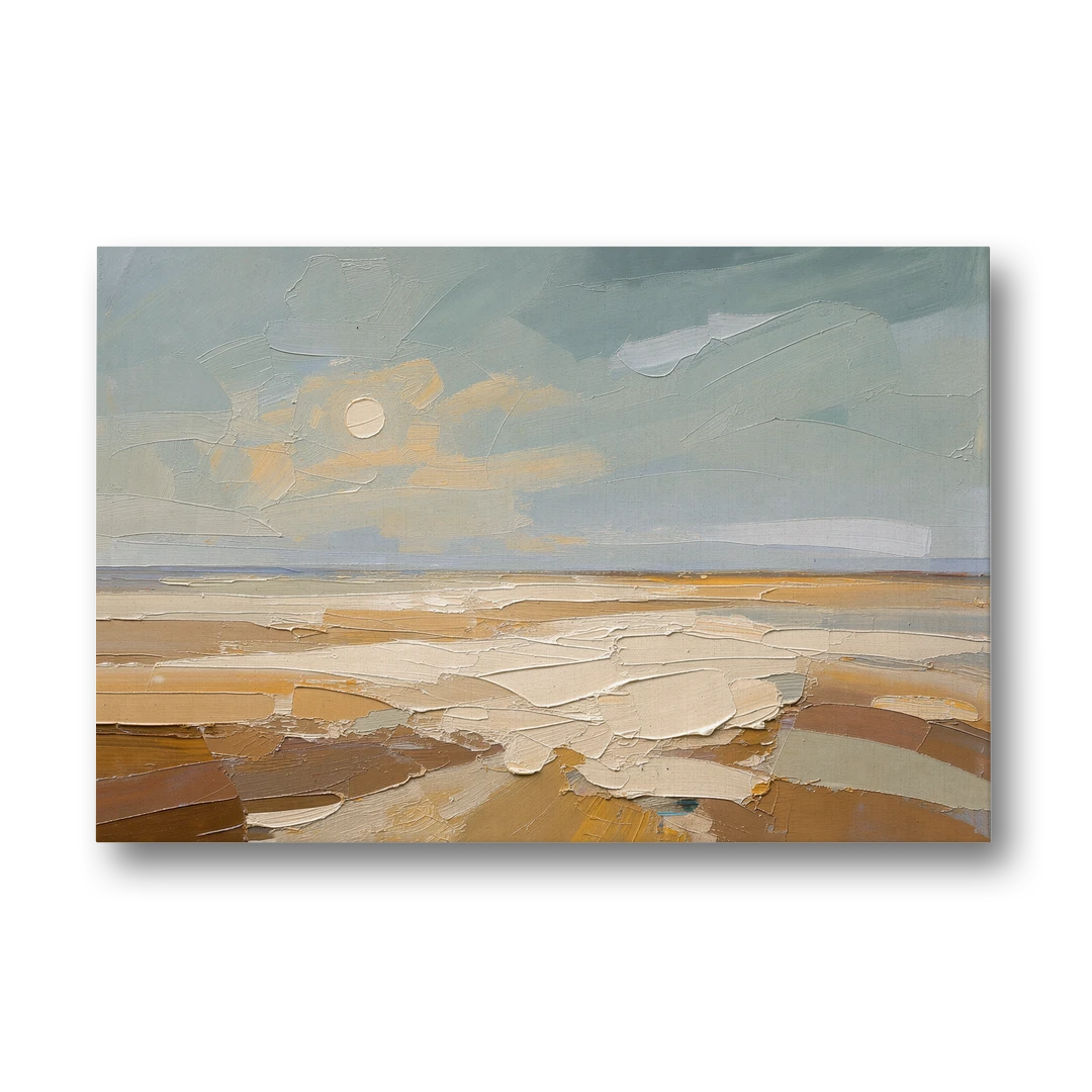Pale Sun Over Sand Plain in Plaster Texture - Canvas Wall Art - Front