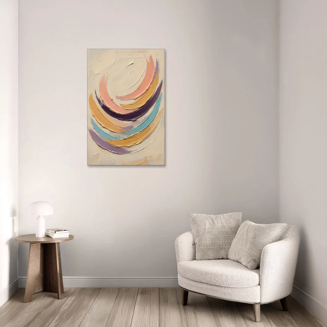 Palette Knife Abstract Painting of Crescent Arcs - Canvas Wall Art - Sofa - 24x36