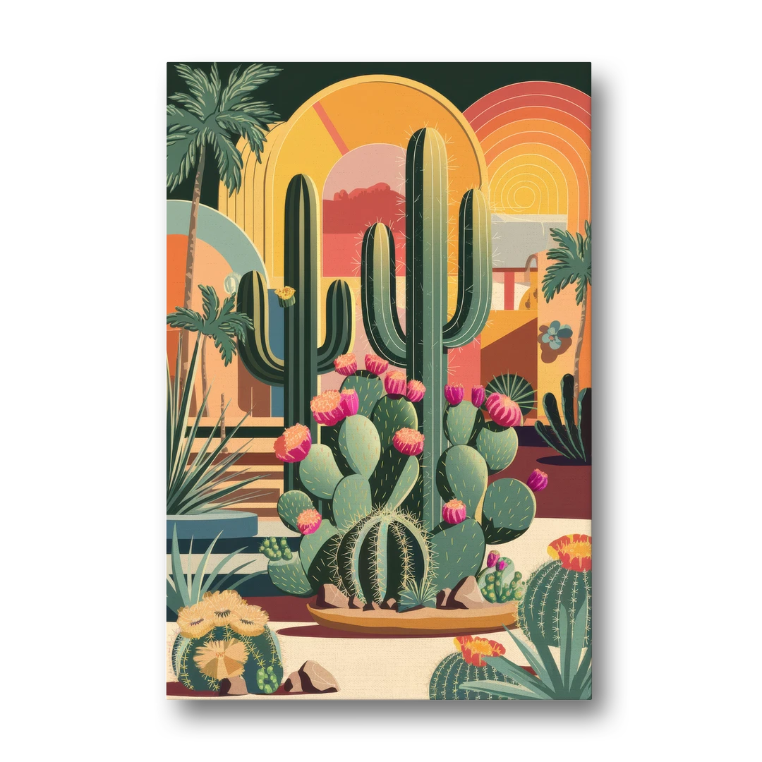 Palm Springs Colorful Cactus - Canvas Wall Art - Front