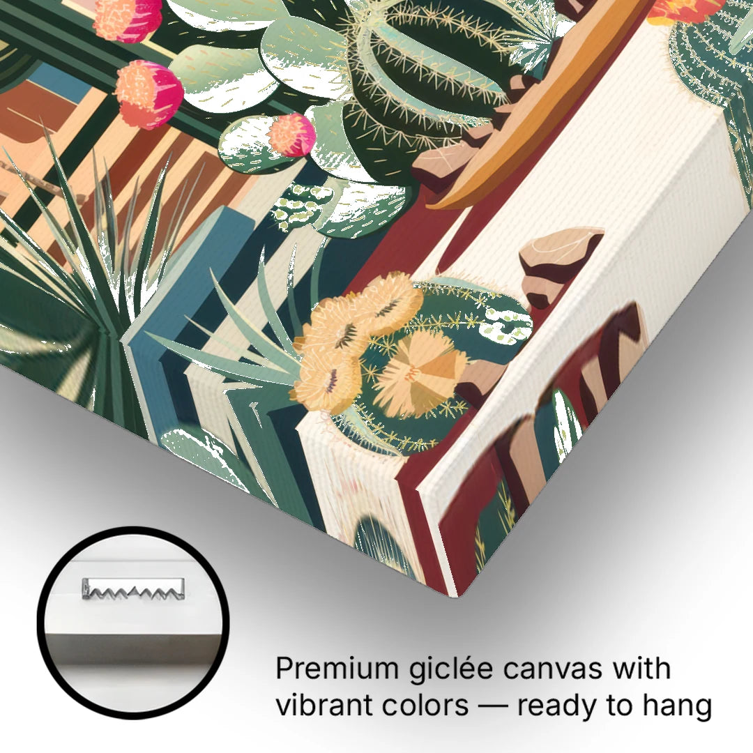 Palm Springs Colorful Cactus - Canvas Wall Art - Gallery Wrap Corner