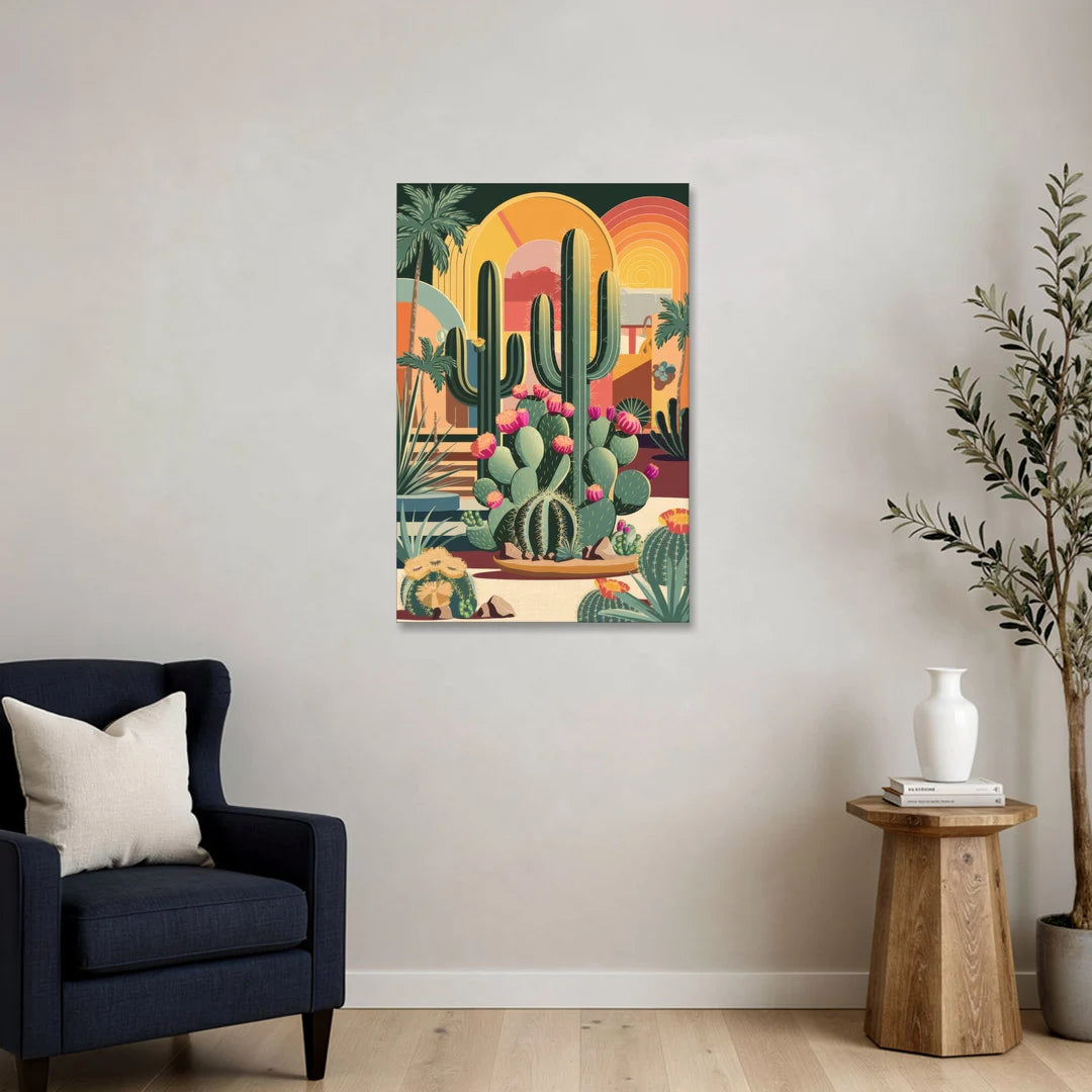 Palm Springs Colorful Cactus - Canvas Wall Art - Sofa - 24x36