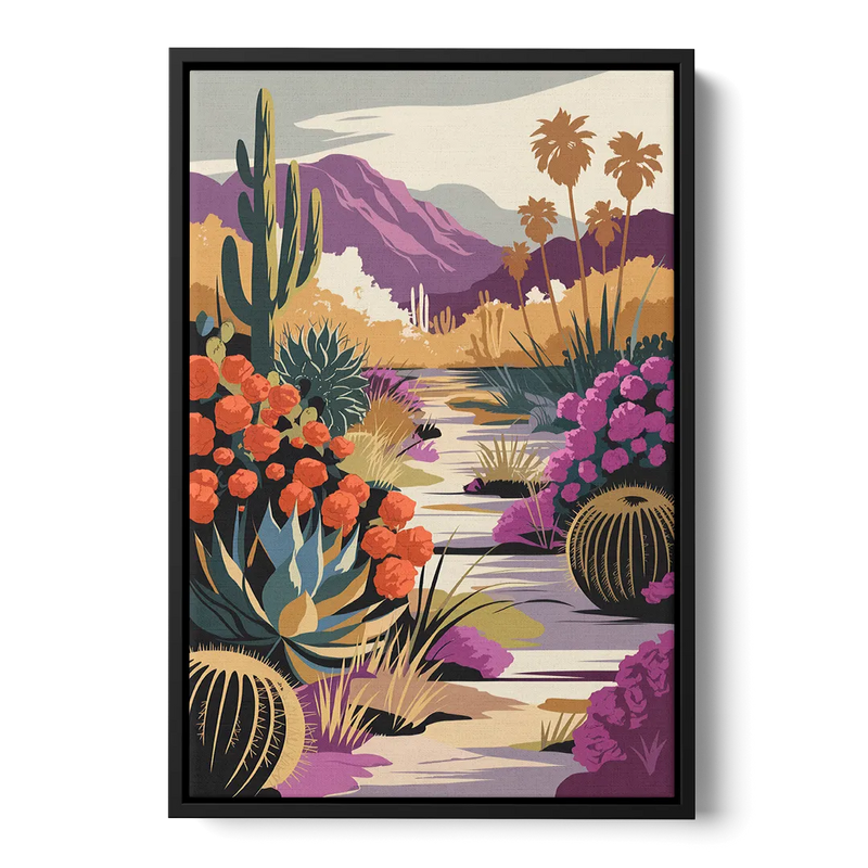 Palm Springs Desert Bloom Front - Black Canvas Wall Art