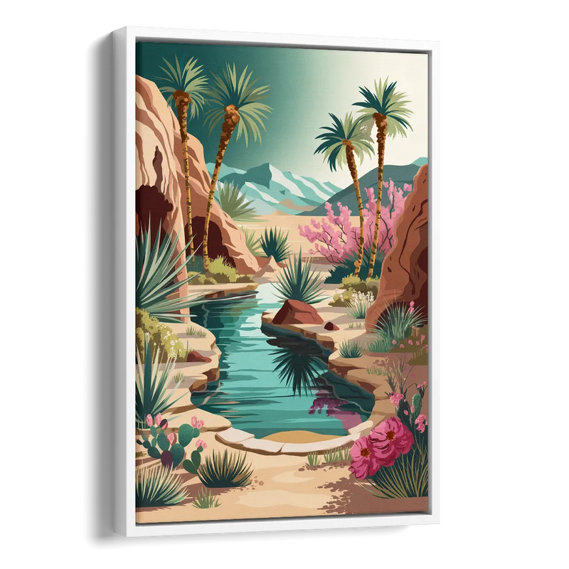 Palm Springs Desert Oasis Side - White Canvas Wall Art