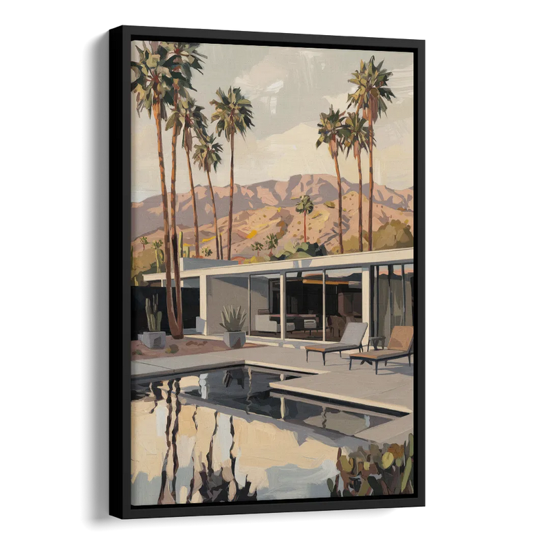 Palm Springs Mid Century Vibes Side - Black Canvas Wall Art