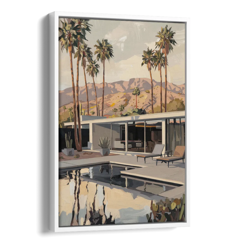 Palm Springs Mid Century Vibes Side - White Canvas Wall Art