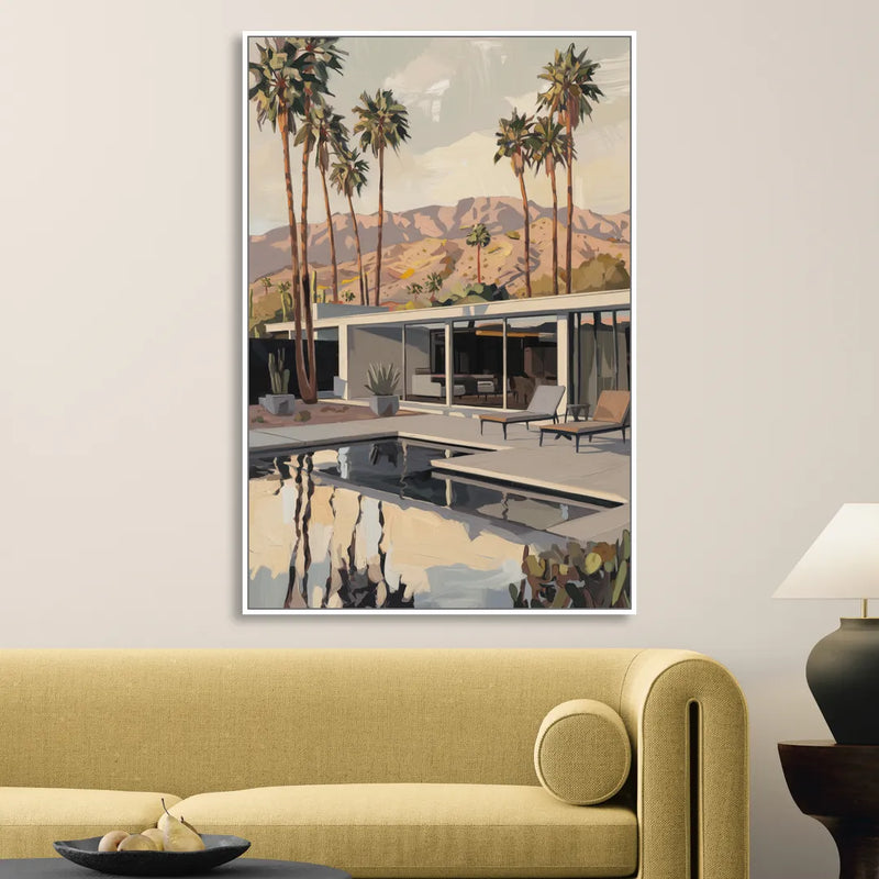 Palm Springs Mid Century Vibes Sitting Room - White Canvas Wall Art