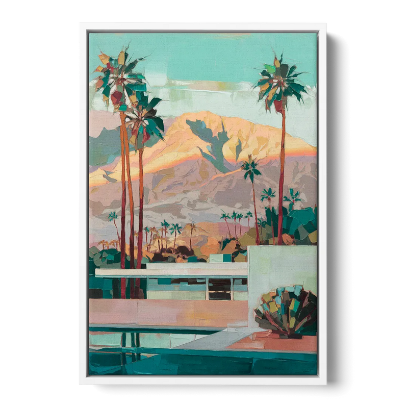 Palm Springs Mountain View Front - White Canvas Wall Art