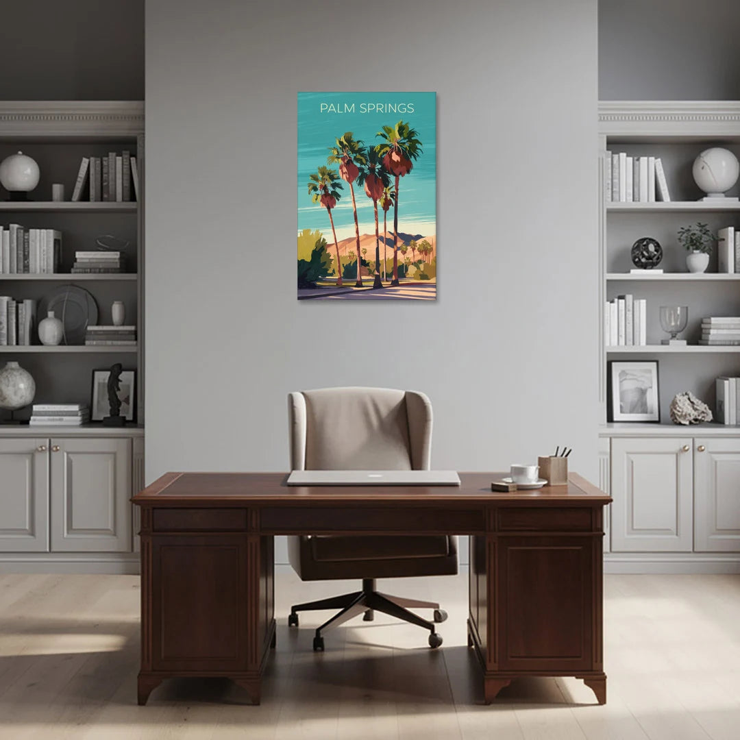 Palm Springs Palm Trees and Sky - Canvas Wall Art - Office - 24x36