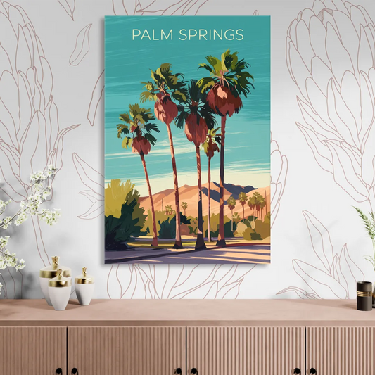Palm Springs Palm Trees and Sky Living Room - Canvas Wall Art