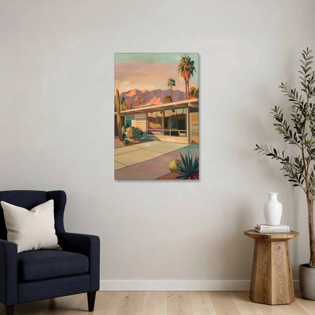Palm Springs Retro Architecture - Canvas Wall Art - Sofa - 24x36