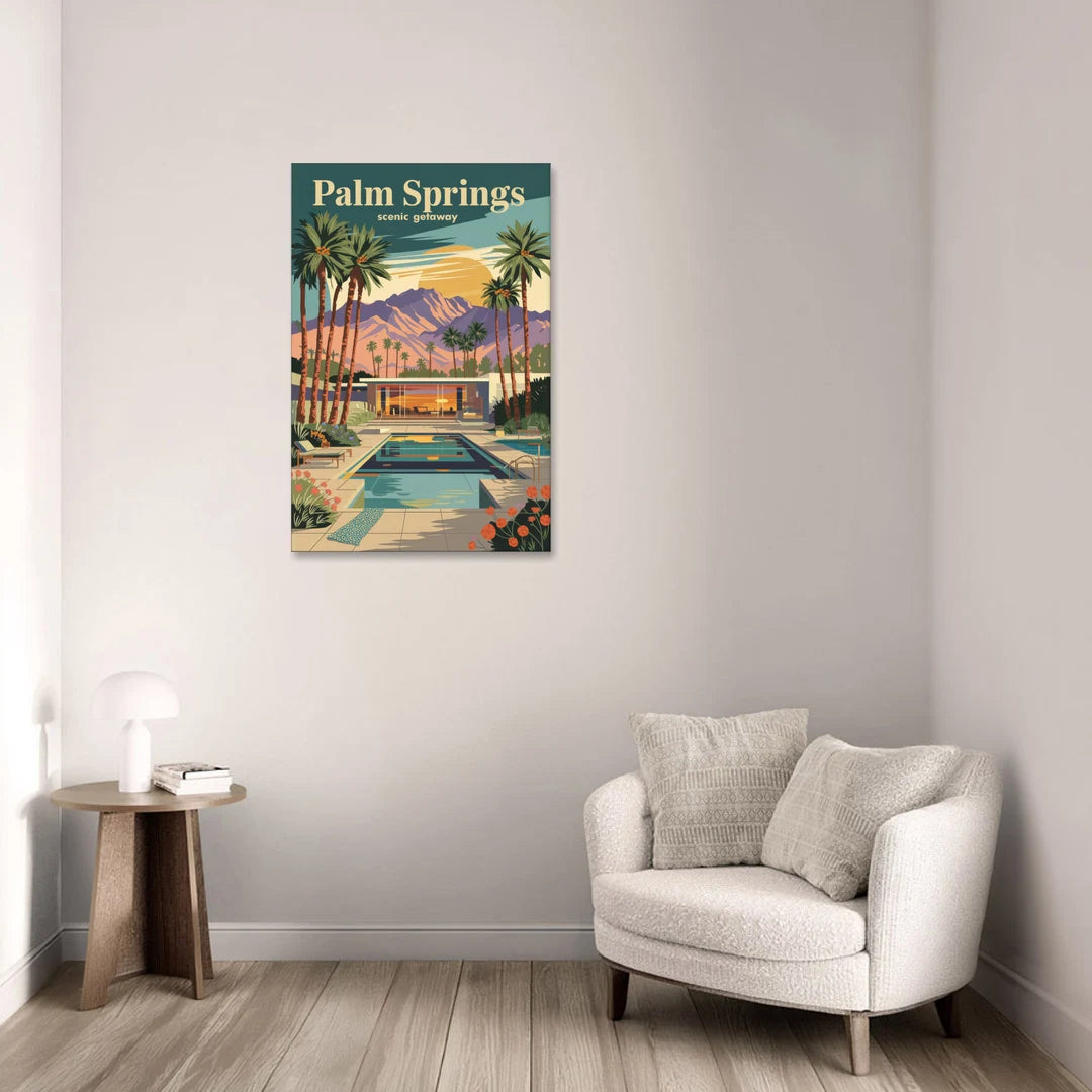 Palm Springs Scenic Getaway - Canvas Wall Art - Sofa - 24x36