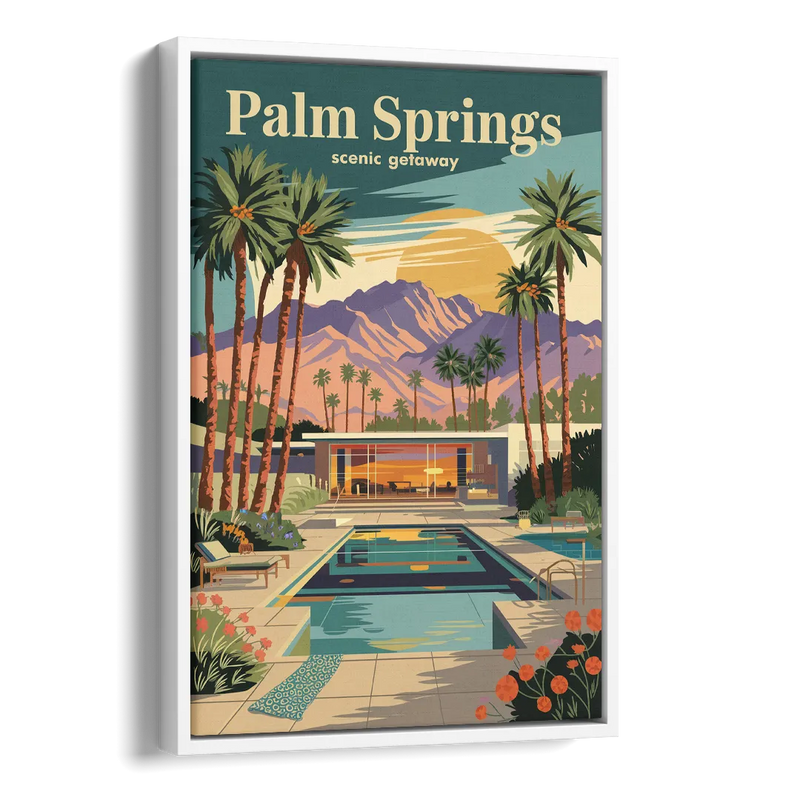 Palm Springs Scenic Getaway Side - White Canvas Wall Art