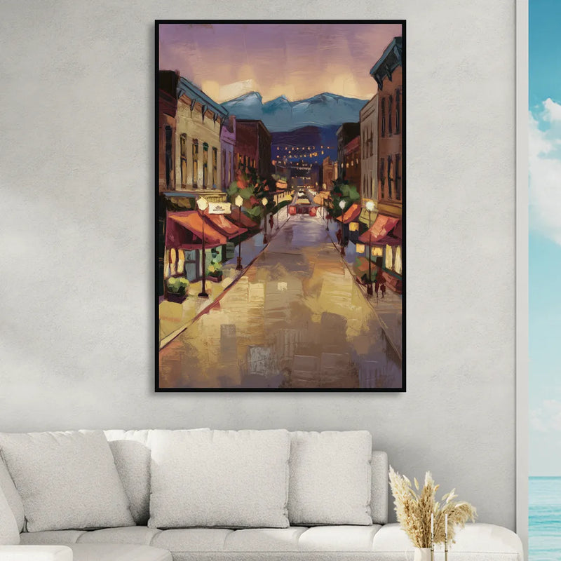 Park City Historic Main Street Living Room - Black Canvas Wall Art