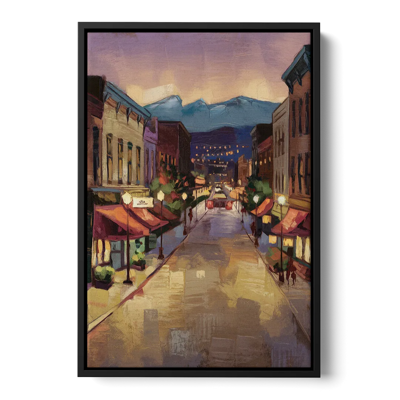 Park City Historic Main Street Front - Black Canvas Wall Art