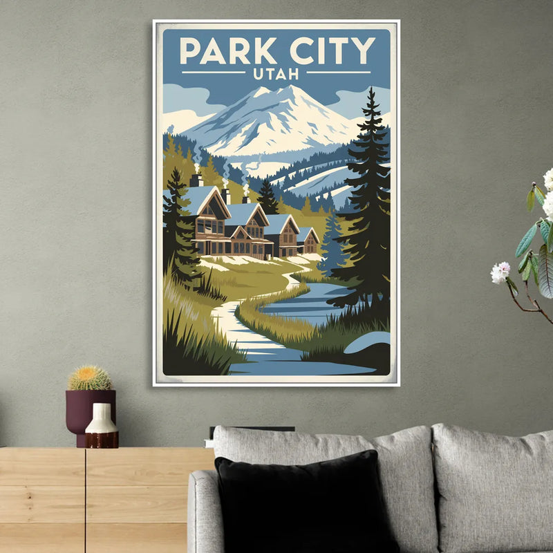 Park City Outdoor Adventure Living Room - White Canvas Wall Art