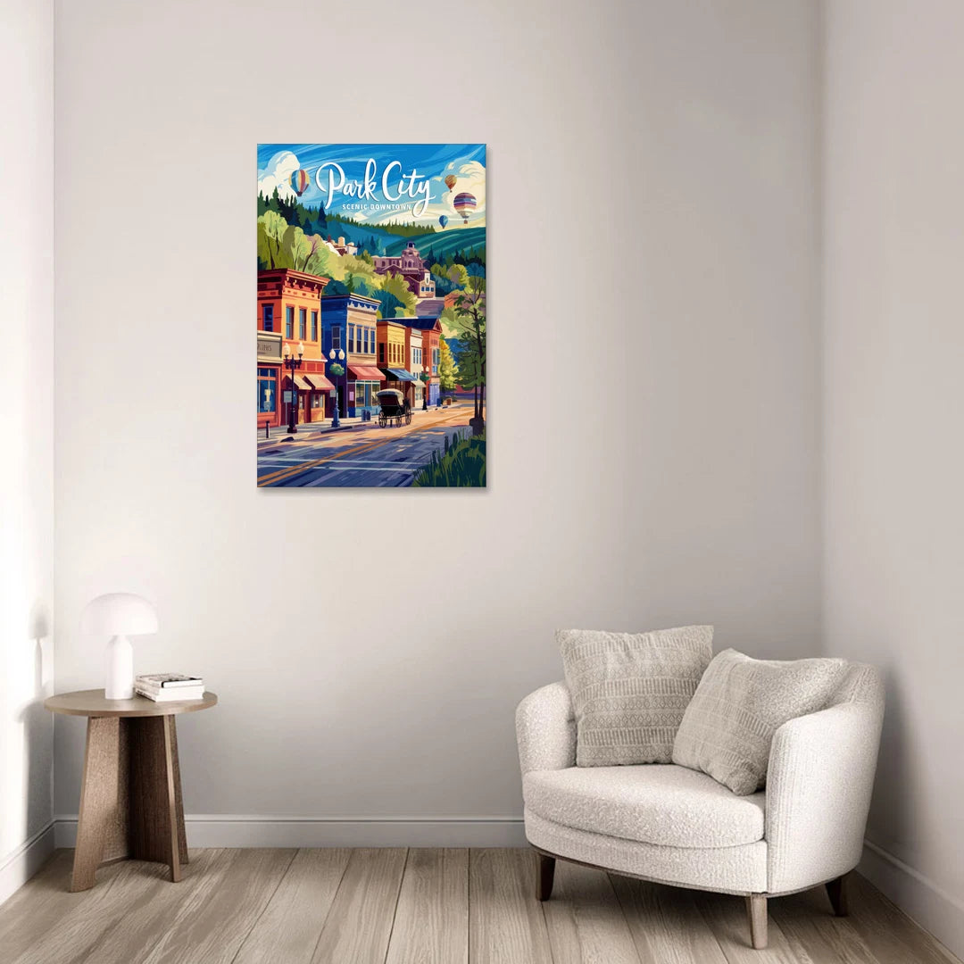 Park City Scenic Downtown - Canvas Wall Art - Sofa - 24x36