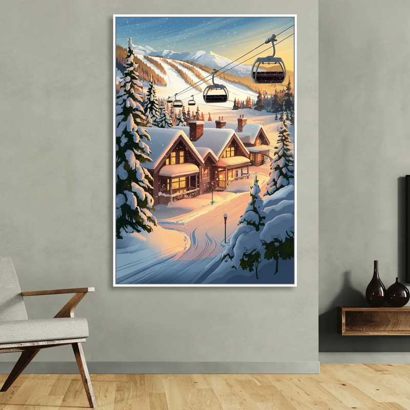Park City Snowy Landscape Sitting Room - White Canvas Wall Art