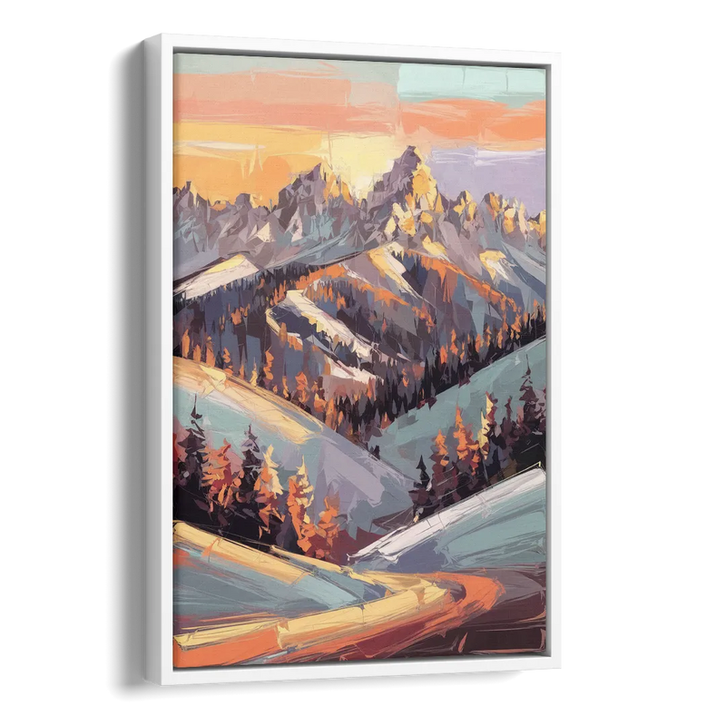 Park City Sunrise Panorama Side - White Canvas Wall Art