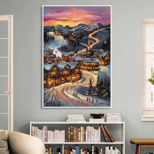 Park City Sunset Glow Living Room - White Canvas Wall Art