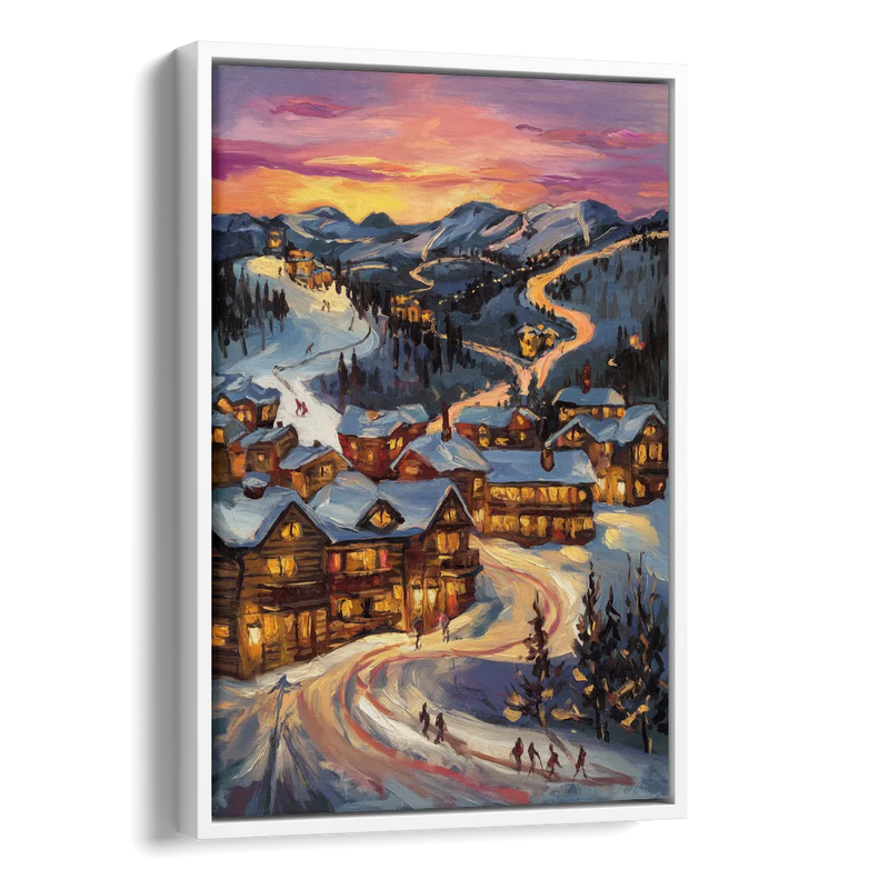 Park City Sunset Glow Side - White Canvas Wall Art
