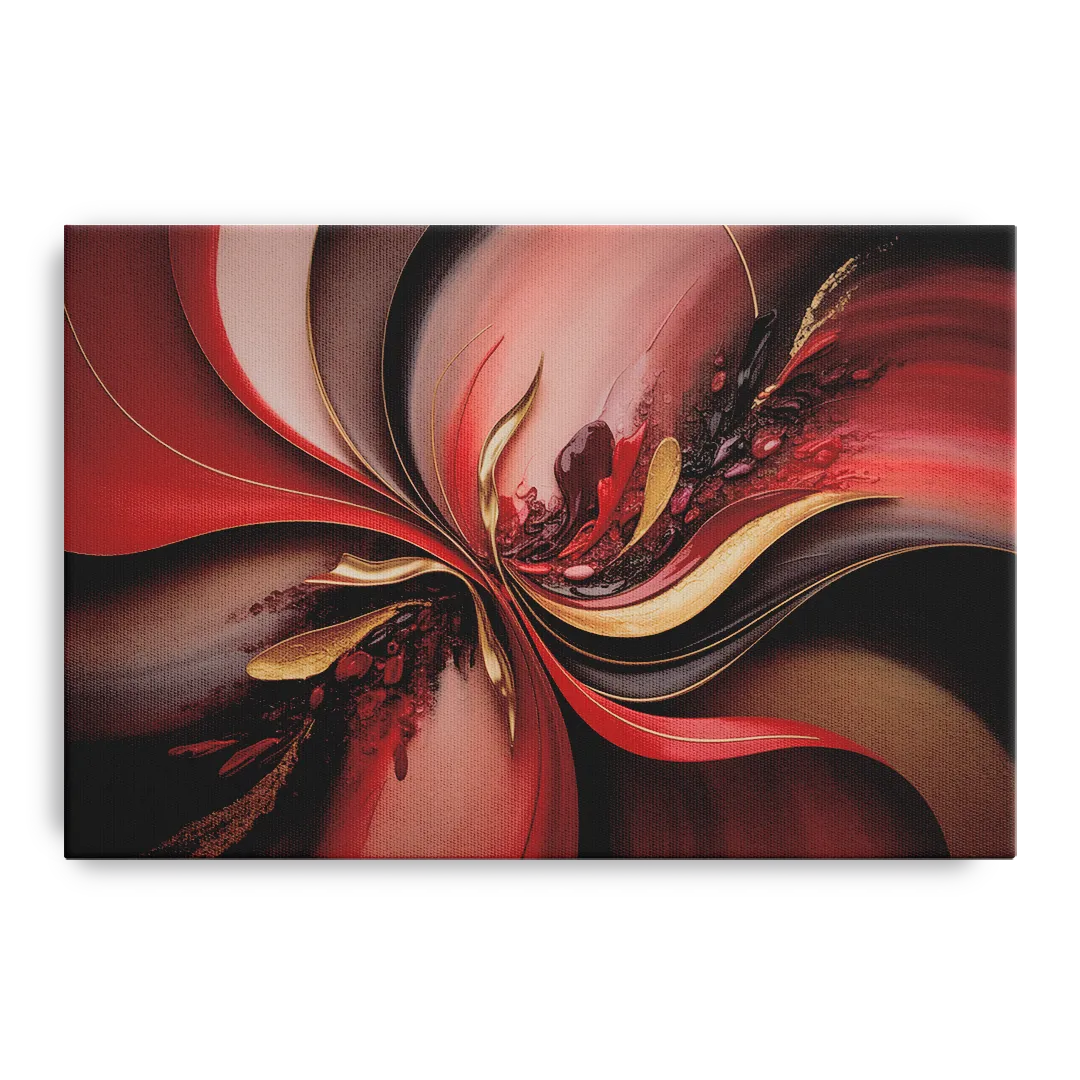 Passion Waves Red Abstract - Canvas Wall Art