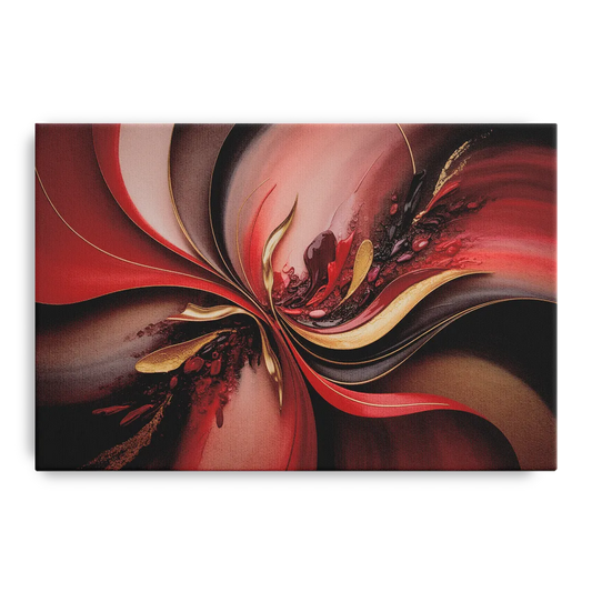 Passion Waves Red Abstract - Canvas Wall Art