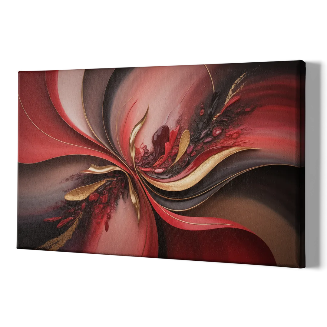 Passion Waves Red Abstract - Canvas Print Art Sides