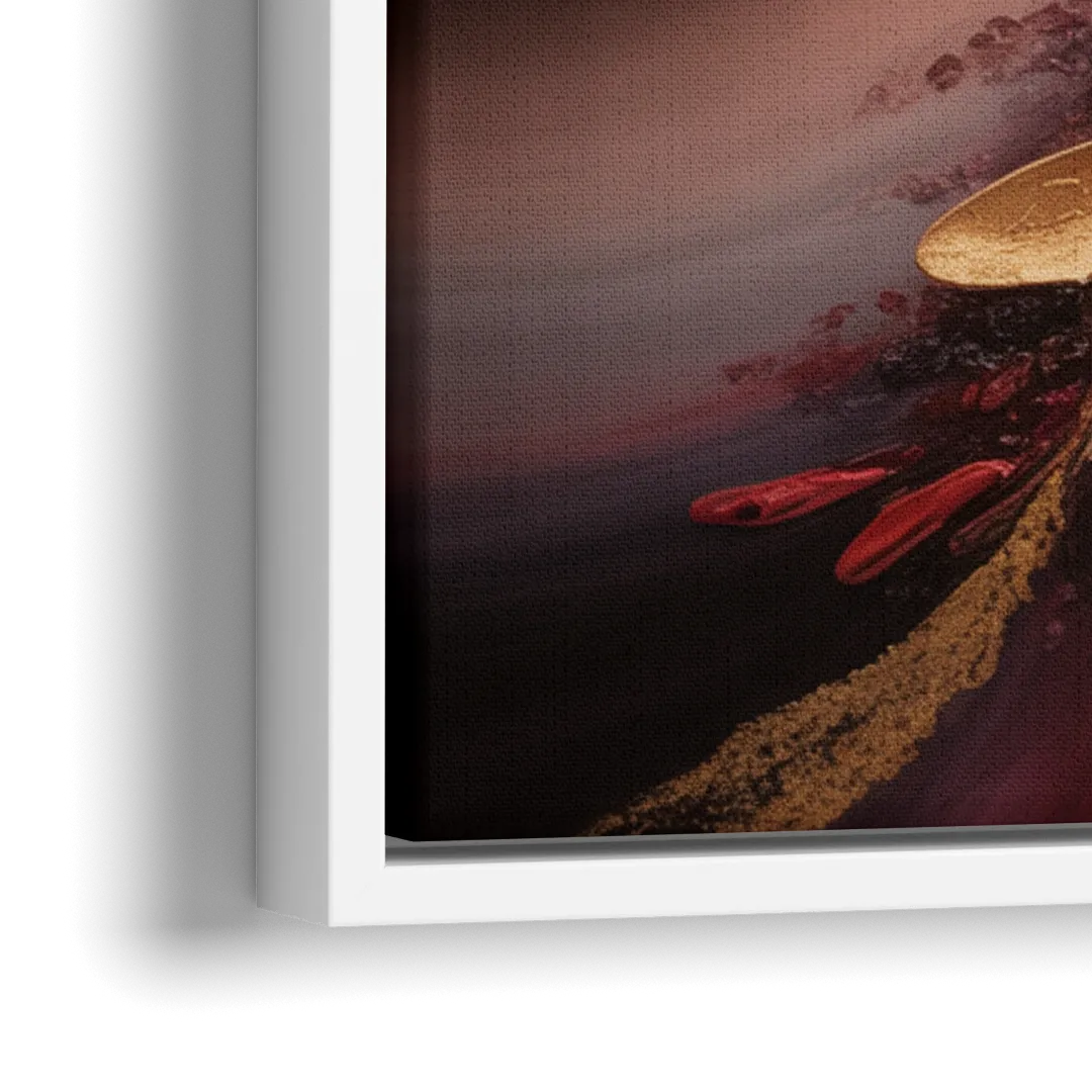 Passion Waves Red Abstract - Close-Up White Frame Canvas