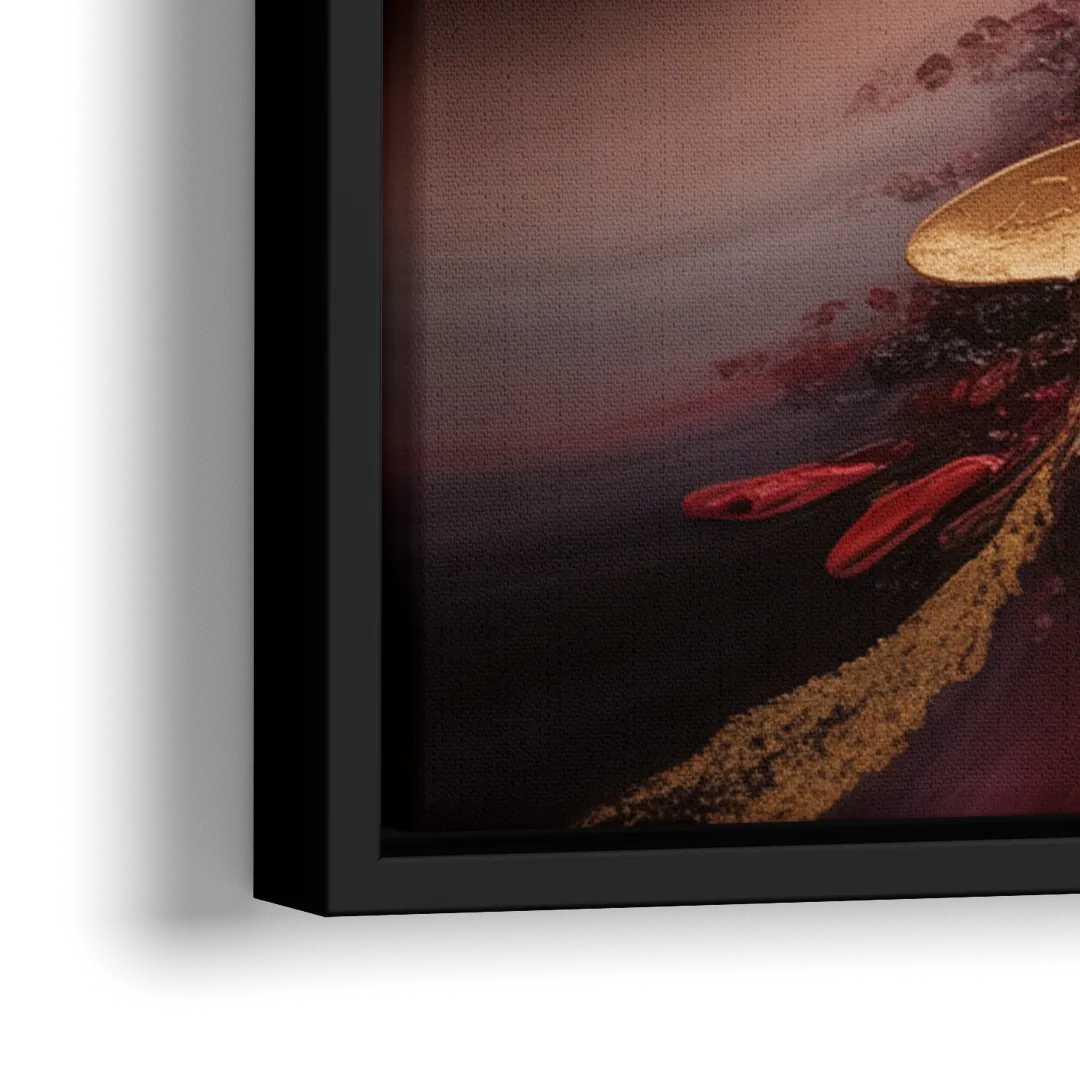 Passion Waves Red Abstract - Close-Up Black Frame Canvas