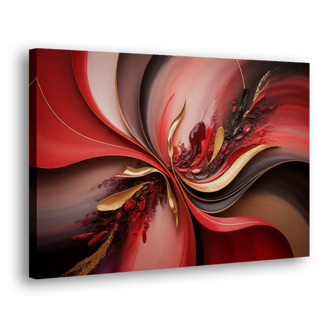 Passion Waves Red Abstract - Canvas Wall Art