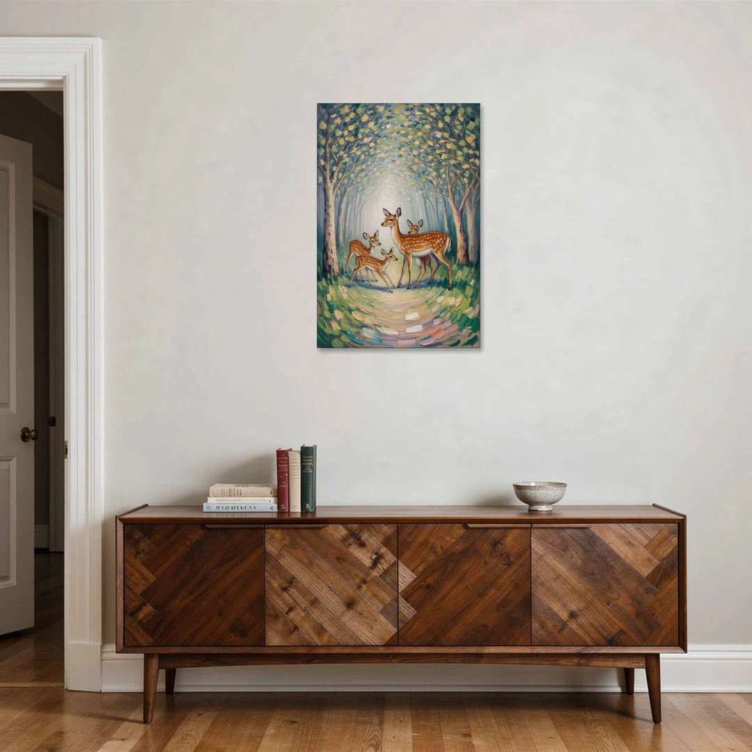 Pastoral Deer Family - Canvas Wall Art - Coffee Table - 24x36