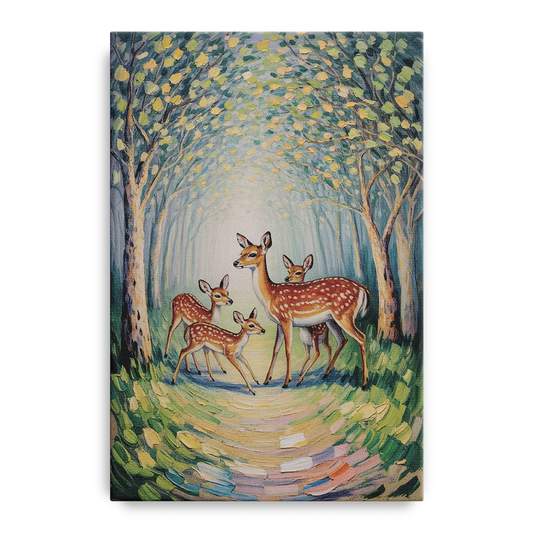 Pastoral Deer Family - Canvas Wall Art
