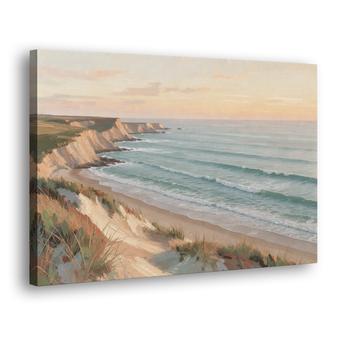 Peach Dawn Seascape Over Chalk Bluffs - Canvas Wall Art