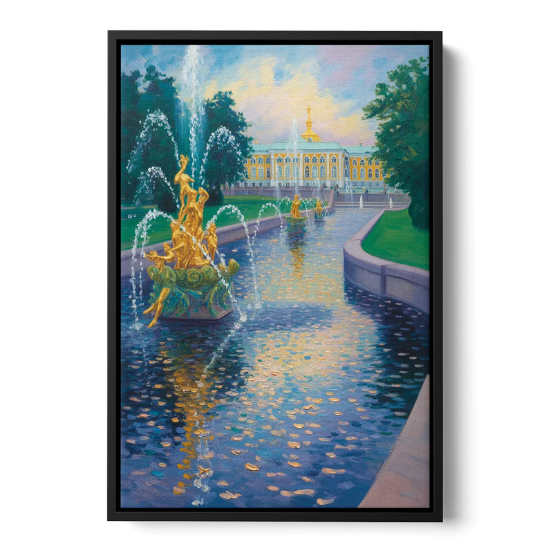 Peterhof Grandeur Front - Black Canvas Wall Art