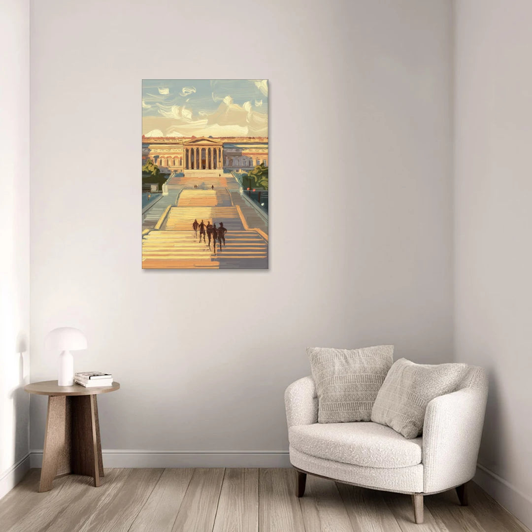 Philadelphia Art Museum Steps - Canvas Wall Art - Sofa - 24x36