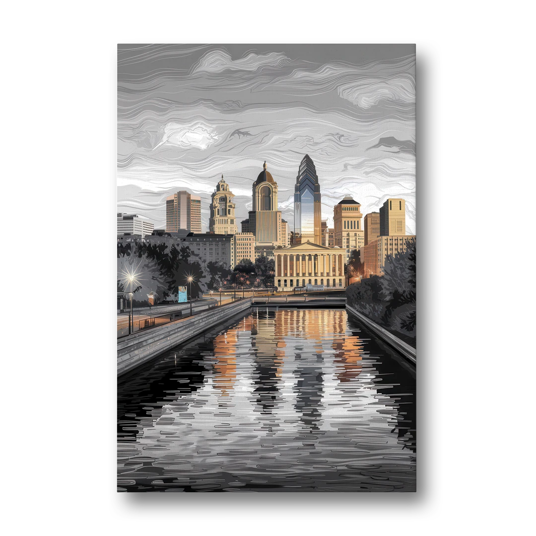 Philadelphia Black and White - Canvas Wall Art - Front