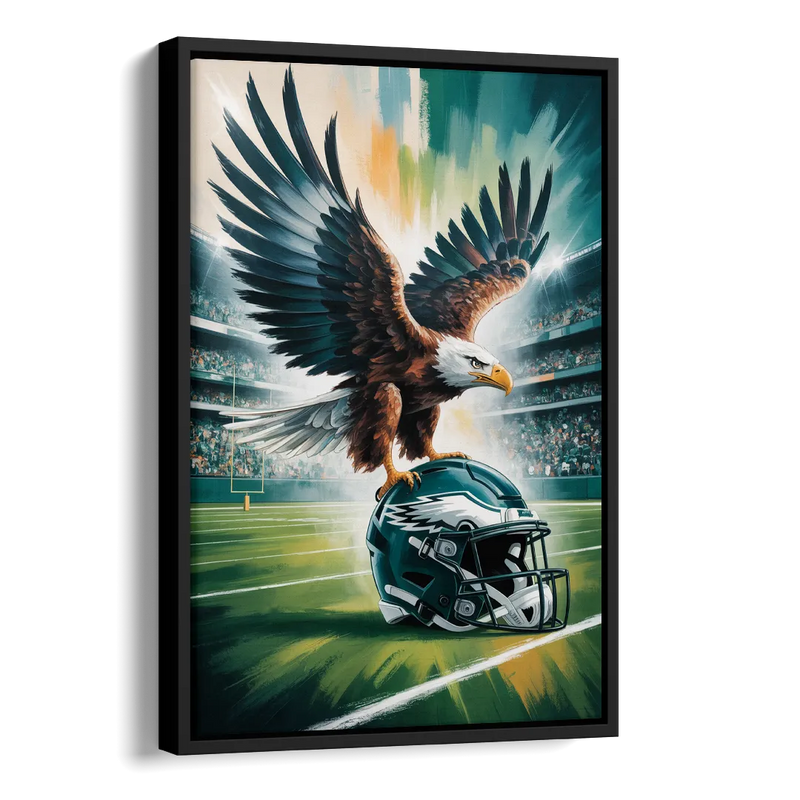 Philadelphia Eagles Symbolic Composition Painting Side - Black Canvas Wall Art