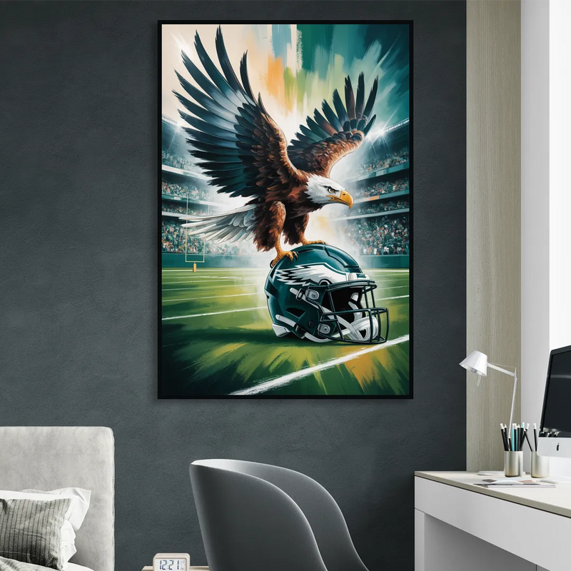 Philadelphia Eagles Symbolic Composition Painting Living Room - Black Canvas Wall Art