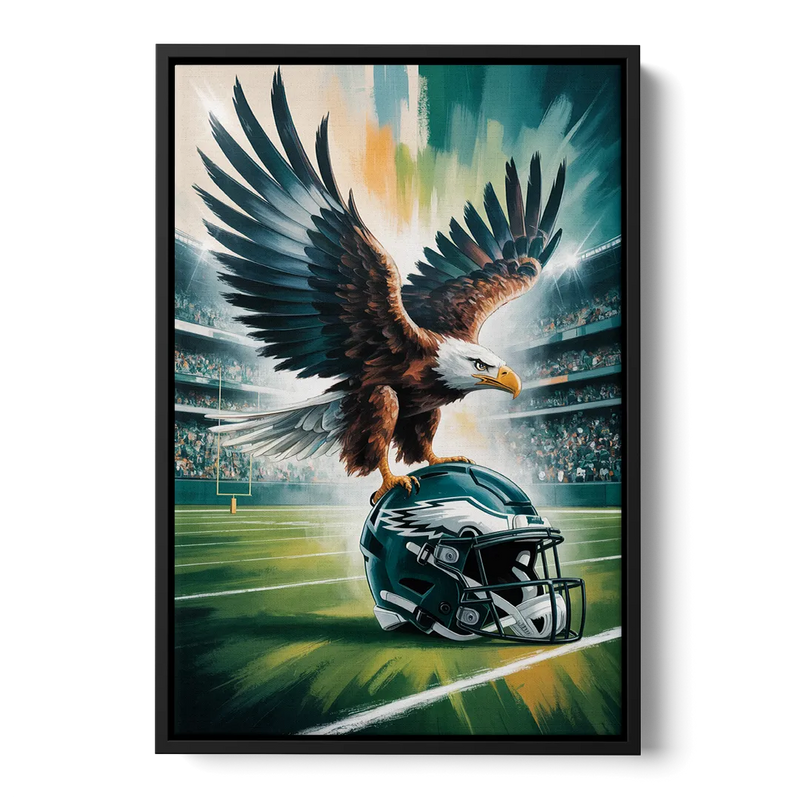 Philadelphia Eagles Symbolic Composition Painting Front - Black Canvas Wall Art