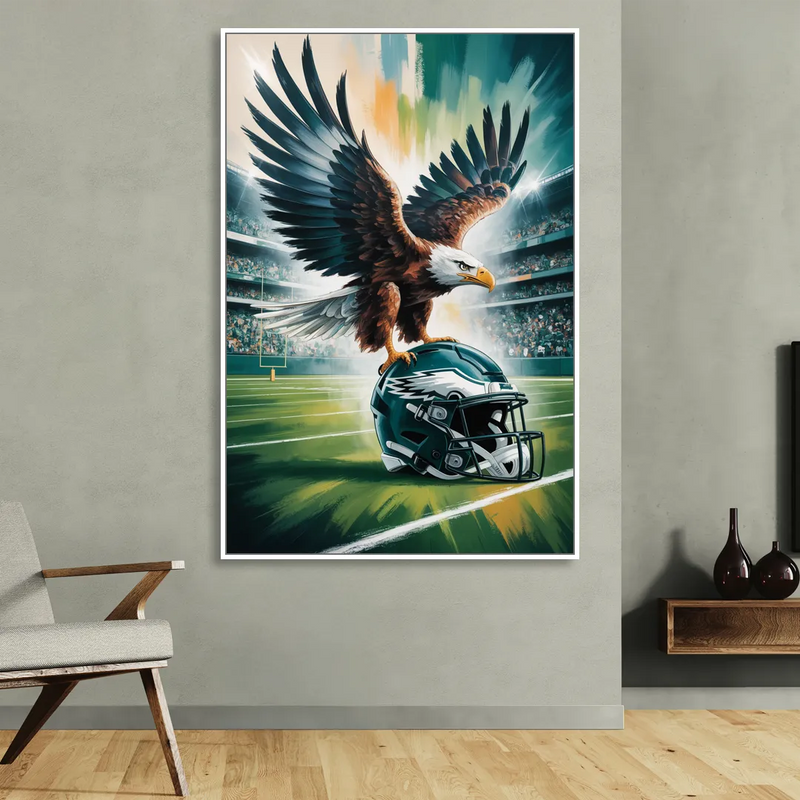 Philadelphia Eagles Symbolic Composition Painting Living Room - White Canvas Wall Art