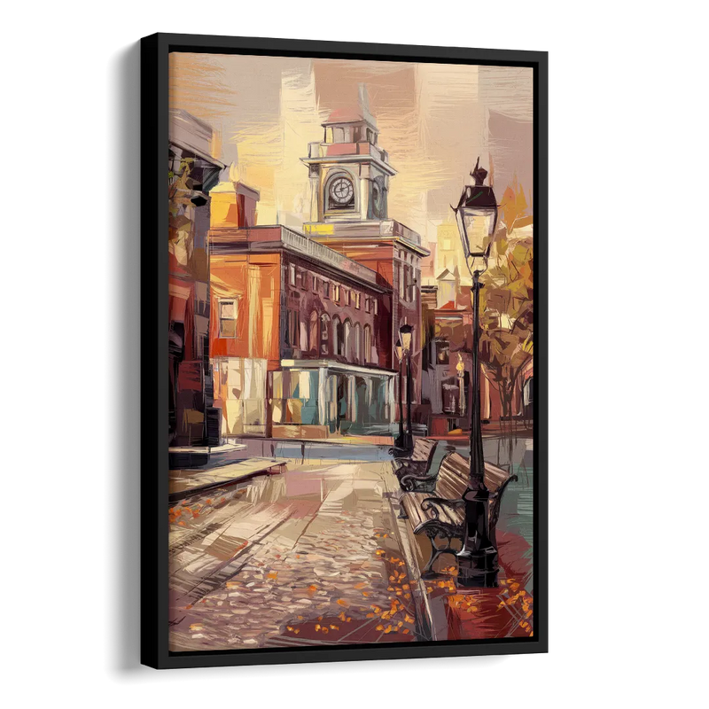 Philadelphia Historic District Side - Black Canvas Wall Art