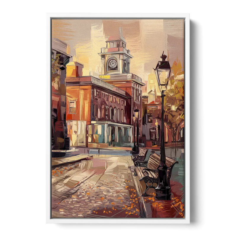 Philadelphia Historic District Front - White Canvas Wall Art