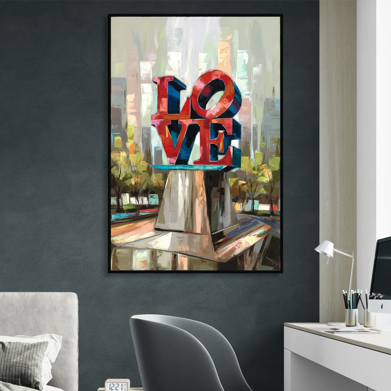 Philadelphia Love Sculpture Sitting Room - Black Canvas Wall Art