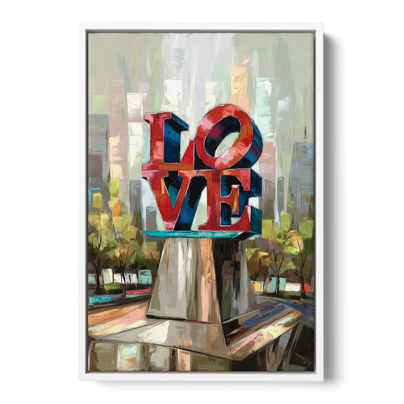 Philadelphia Love Sculpture Front - White Canvas Wall Art