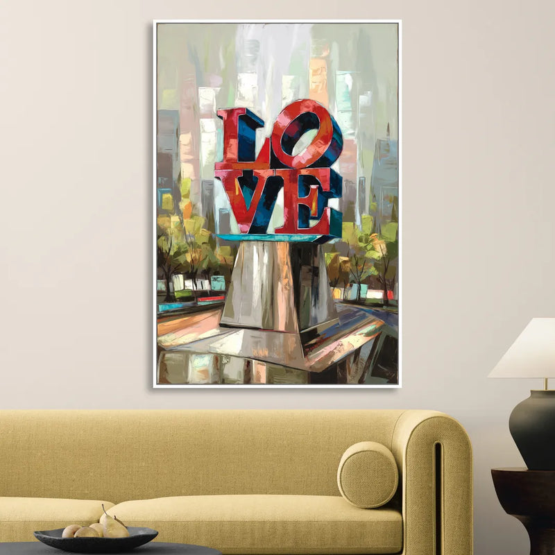 Philadelphia Love Sculpture Living Room - White Canvas Wall Art