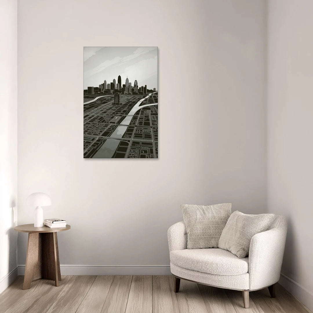 Philadelphia Map Design - Canvas Wall Art - Sofa - 24x36
