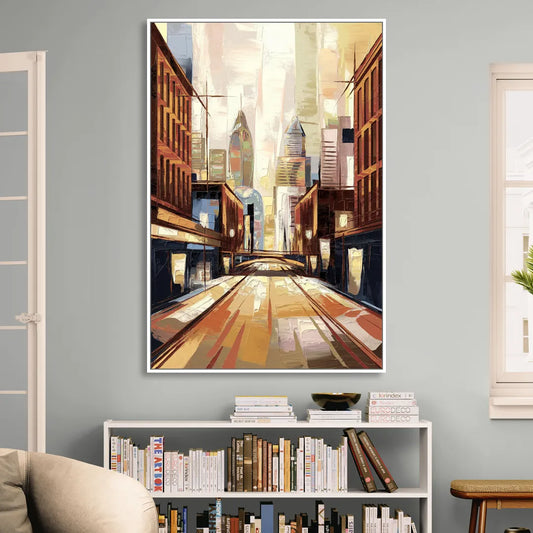 Philadelphia Market Street Living Room - White Canvas Wall Art