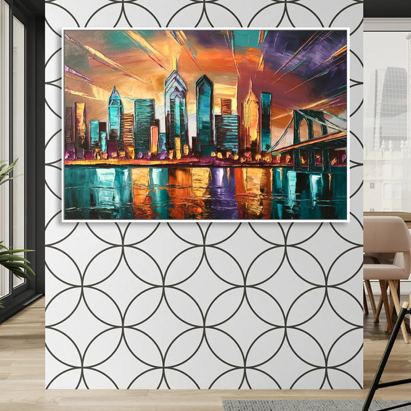 Philadelphia Mural Art Sitting Room - White Canvas Wall Art