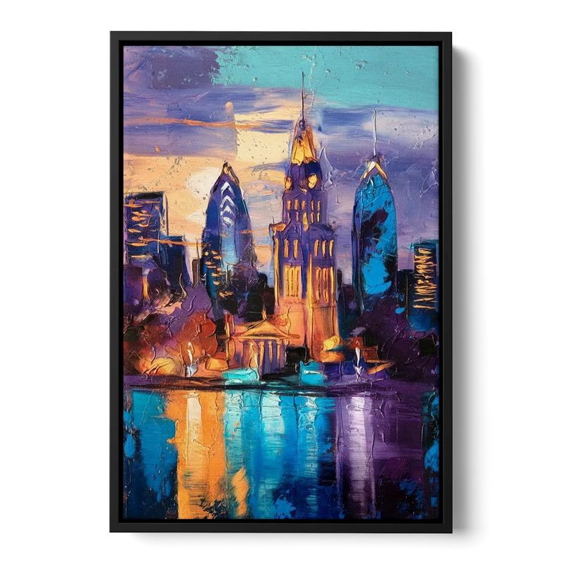 Philadelphia Old City Front - Black Canvas Wall Art