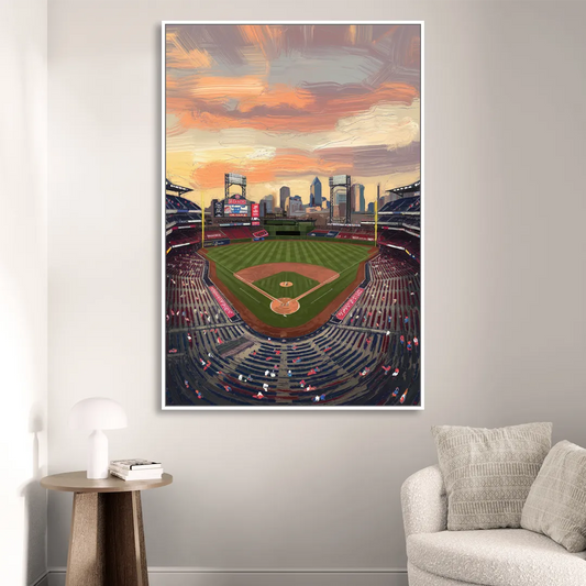 Philadelphia Phillies Ballpark Living Room - White Canvas Wall Art